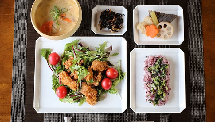 Japanese meal with Square plate