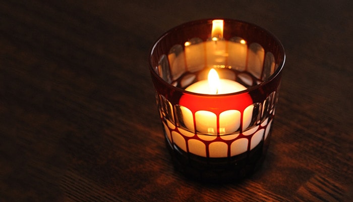 Edo Kiriko glass as candle holder