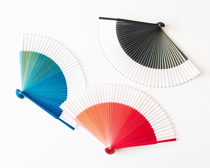 Blue, Pink and Black gradation fan from Nishikawa Shouroku