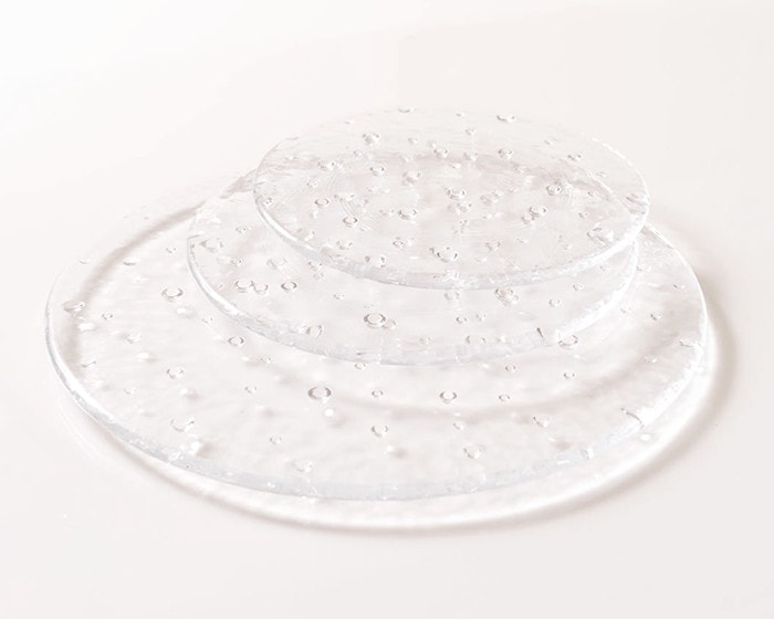 3 sizes of glass plate droplet