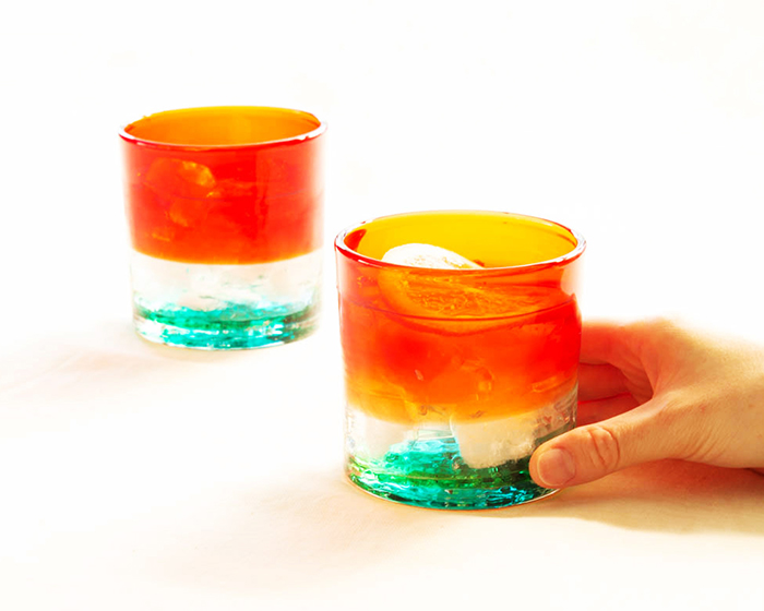 2 Sunset in Zanpa glasses from Ryukyu Glass Works Umikaze